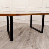 Amelia 1.8m Dining Table Solid Dark Pine wood with Matt Black Metal Legs - Pendle Village Furniture
